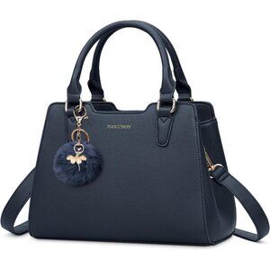 Women Dark Blue PU leather Top-Handle  Waterproof Anti Theft Leather Handbag